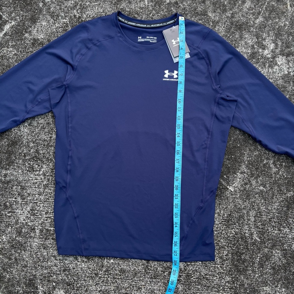 Under Armour HeatGear Compression Long Sleeve Shirt Men's 2XL Navy 1361524 NWT - Picture 7 of 10